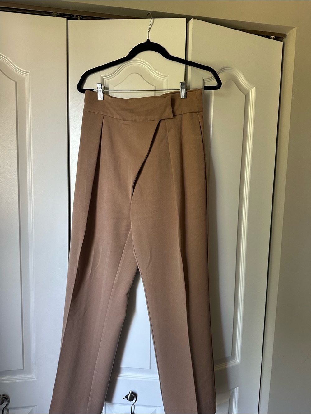 Jluxlabel tailored cross front  High-Waist Straight Leg Pants - Camel